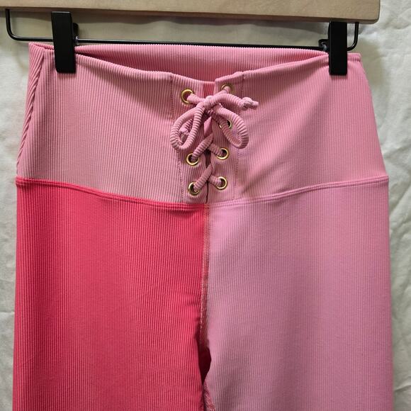 LoveShackFancy x Beach Riot pink colorblock ribbed large legging XL sports bra - Picture 6 of 15
